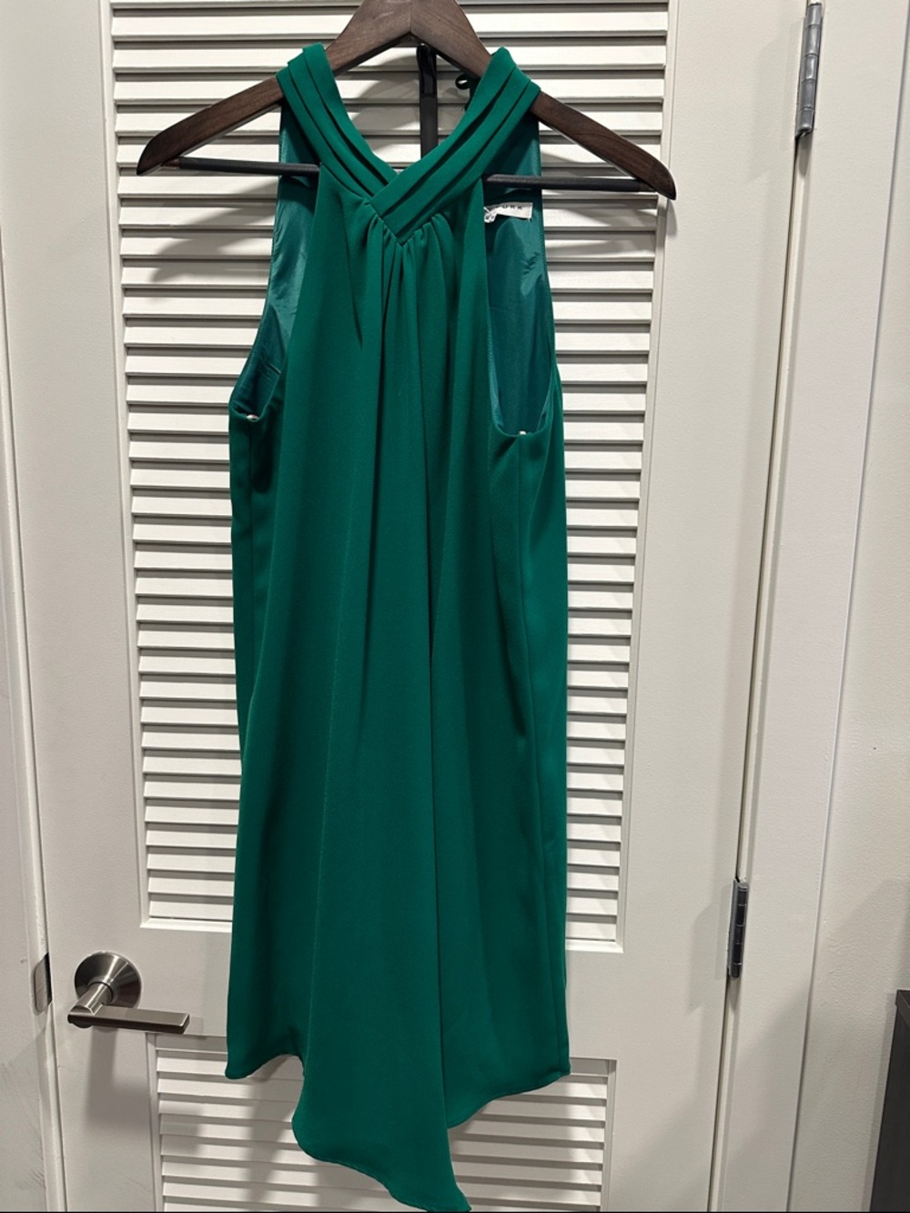 Trina Turk Emerald One-Shoulder Halter Dress